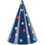 PartyDeco Čepičky papírové modré s hvězdami 6 ks – Zboží Dáma