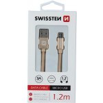 Swissten 71522204 USB 2.0, zástrčka A - zástrčka micro B, opletený, 1,2m, zlatý – Hledejceny.cz