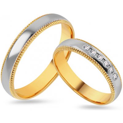 iZlato Forever Zlaté kombinované snubní prstýnky se zirkony STOB337 – Zboží Mobilmania