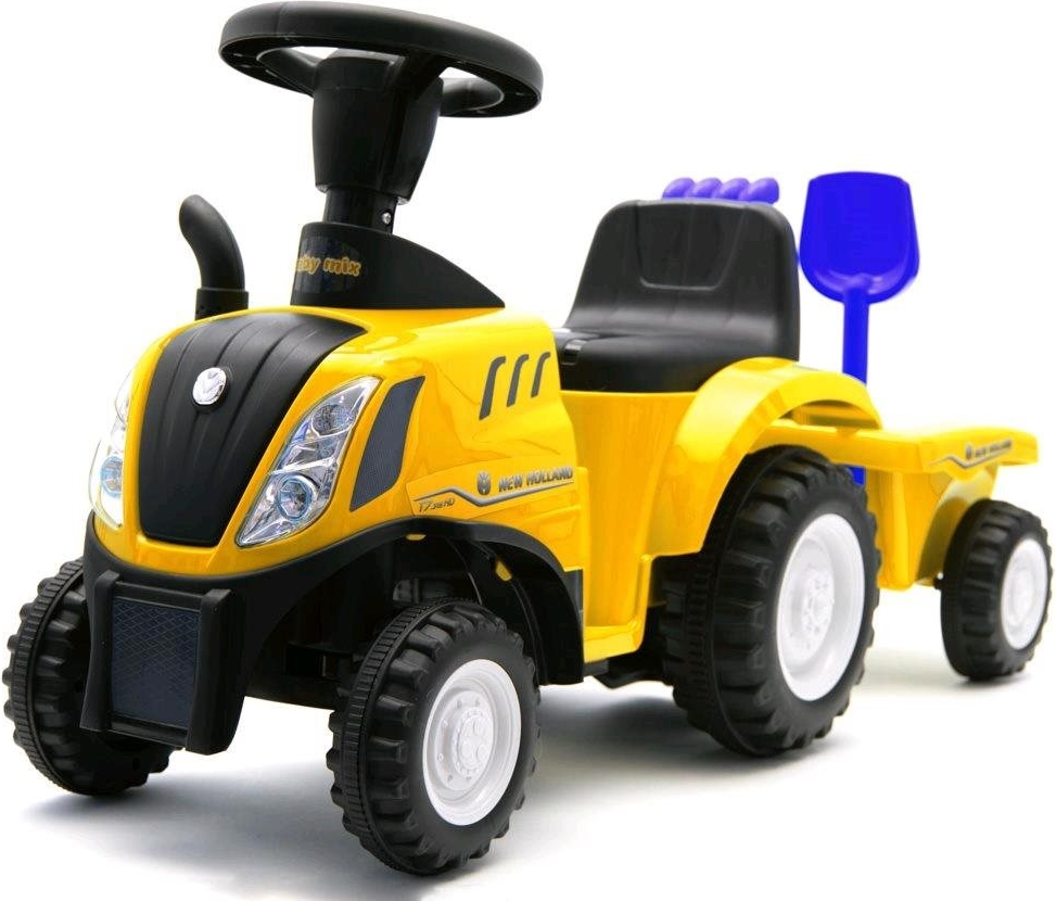 Baby Mix traktor s vlečkou a nářadím New Holland žluté