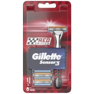 Gillette Sensor3 Red + 6 ks hlavic – Sleviste.cz