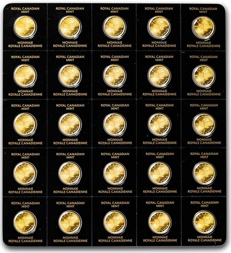 Royal Canadian Mint zlatá mince Maple Leaf Maplegram 25 x 1 g