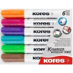 Kores Permanentní popisovač K-MARKER na bílé tabule, zkosený hrot 3-5 mm, mix 6 barev (růžová, tyrkysová, oranžová, hnědá, fialová, světle zelená) – Zboží Živě