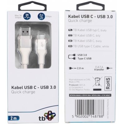 TB Touch AKTBXKU3CPREM2W USB 3.0/USB-C, 2m, bílý – Zbozi.Blesk.cz