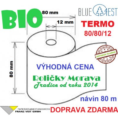 Termo kotouček 80/80/12 BIO BLUE4EST 79m (80mm x 79m) cena za: 5 ks kotoučků ve fólii – Zboží Živě
