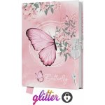 Junior Památník 14x18cm 80listů čistý se zámkem Butterfly motýl – Sleviste.cz