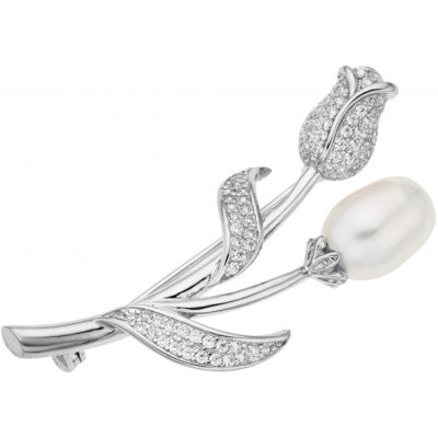 Bealio stříbrná brož perla a tulipán 03-08539-0980 – Sleviste.cz