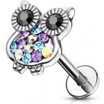 Šperky4U Labreta piercing do brady sova LB0004-1208 – Zboží Dáma