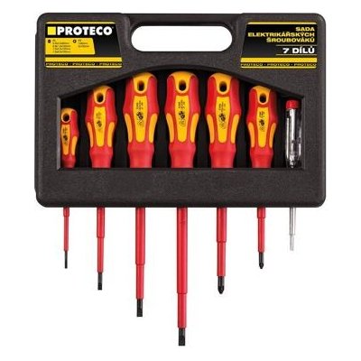 PROTECO sada šroubováků elektrikářských, 7-dílná v kufru 10.07-990-04 – Zboží Dáma
