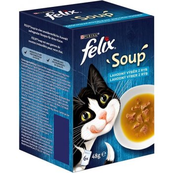 Felix Soup Lahodný výběr z ryb s treskou s tuňákem s platýzem 6 x 48 g