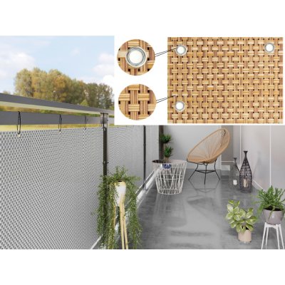 MyBestHome balkonová ratanová zástěna s očky Pori 900 g/m2 1 x 3 m béžová – Hledejceny.cz