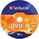 Verbatim DVD-R 4,7GB 16x, bulk box, 10ks (43729) – Hledejceny.cz