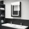 Koupelnový nábytek Nábytek XL LED koupelnová skříňka se zrcadlem zářivě černá 50 x 13 x 70 cm