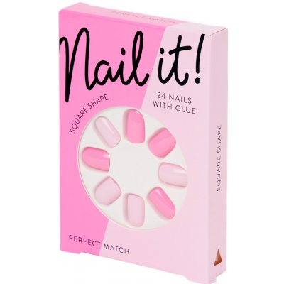 Nail it! Hranaté barevné tipy na nehty Perfect Match 24 ks + lepidlo – Zboží Dáma