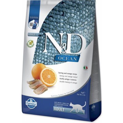 N&D Ocean Adult Cat Grain Free Herring Pumpkin & Orange 5 kg – Zboží Dáma