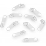 Jezdec ke spirálovému zipu POL 3 mm, 070272/101 bílý, kovový, bez aretace / s táhlem – Zboží Mobilmania