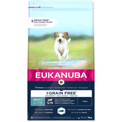 Eukanuba Adult Small & Medium Breed Grain Free Ocean Fish 3 kg – Zboží Mobilmania