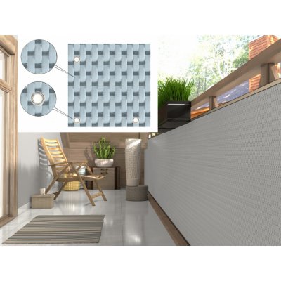 MyBestHome Balkonová ratanová zástěna s očky MALMO, světle šedá/tmavě šedá, 90 cm 1300 g/m2 90x200 cm – Zboží Mobilmania