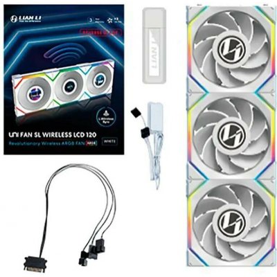 Lian Li UNI FAN SL Wireless LCD 120 White 3ks včetně ovladače 12RSLLCD1W3W – Zboží Živě