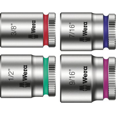 Wera 049001 Bity, hlavice a ráčna 1/4" Tool-Check Modular Imperial 1 s držákem 889/4/1 K - palcové (Sada 21 dílů) – Zboží Dáma