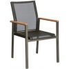 Zahradní židle a křeslo Barlow Tyrie Hliníkové stohovatelné jídelní křeslo Aura, 58 x 66 x 91 cm, rám hliník graphite, područky teak, výplet textilen charcoal
