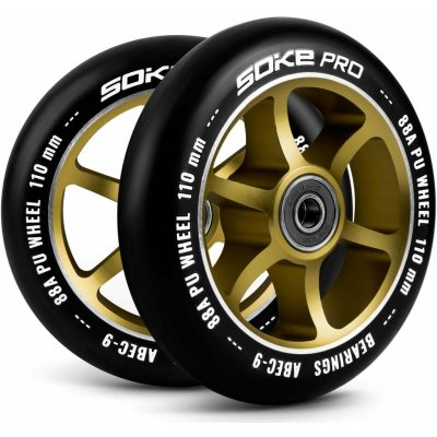 Soke 803204 Kolečka na koloběžku 110 mm zlatá 2 ks – Sleviste.cz