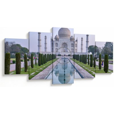 Obraz - Taj Mahal za východu slunce (s hodinami), pětidílný 150x80 cm s hodinami – Hledejceny.cz