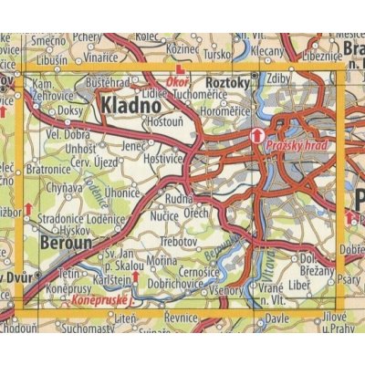 KČT 36 Okolí Prahy západ - nástěnná turistická mapa 90 x 60 cm Varianta: mapa v dřevěném rámu, Provedení: Ticiago bílý – Hledejceny.cz