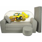 Fimex Dětská rozkládací pohovka + taburet Bagr šedá – Zboží Dáma