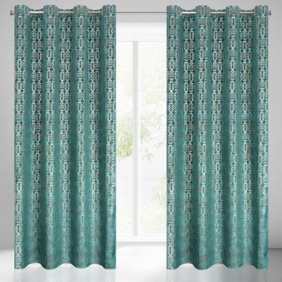 Takoy Sametový závěs LAURA s cínovaným stříbrno-zlatým vzorem ve stylu boho-HF-388504 | 140 x 250 cm – Hledejceny.cz