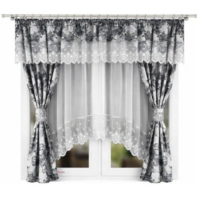 BytoTex Sada záclon se závěsem BT672 šedá, 400x150 cm – Hledejceny.cz