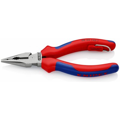 KNIPEX 08 22 145 T Kombinované úzké ploché kleště s vícesložkovými návleky, s integrovaným připevňovacím okem pro připevnění pojistky proti upadnutí atramentované na černo 145 mm – Sleviste.cz