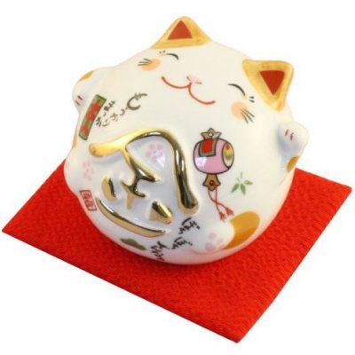 Japonská kočka štěstí Maneki Neko Lucky Cat pokladnička 6 cm