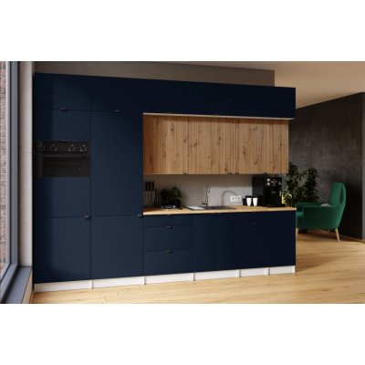 FRONTI Kuchyňská linka JANISA 320 cm Marine blue/Dub artisan – Zboží Dáma