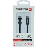 Swissten 71528201 nabíjecí a synchronizační, USB-C na USB-C, USB 2.0, opletený, 2m, černý – Zboží Mobilmania