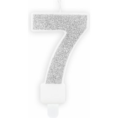 PartyDeco svíčka malá stříbrná číslo 7 – Sleviste.cz