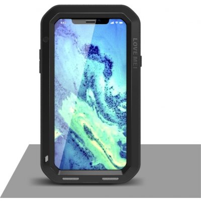 Pouzdro LOVE MEI Apple iPhone X / Xs - outdoor - kov / silikon - tvrzené sklo na přední části - černé – Zboží Mobilmania