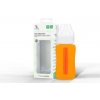 Láhev a nápitka EcoViking Kojenecké láhev skleněná široká silikonový obal oranžový 240ml