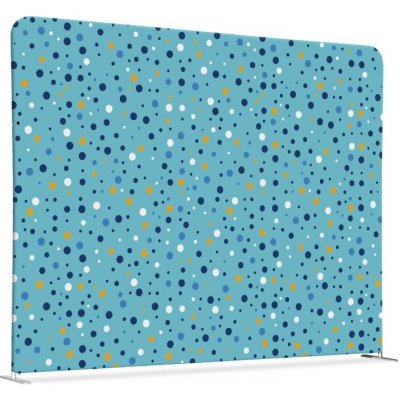 Jansen Display Potištěná látková dělící stěna 150-150 Oboustranný Modré puntíky – Zboží Mobilmania