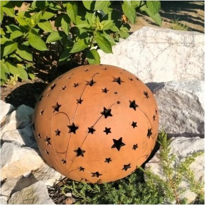 Keramická koule na svíčku s hvězdami a kometami (20 cm)- tmavá zahradní dekorace – Zboží Dáma
