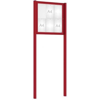 PROCITY Venkovní elegantní vitrína Tradition, 6 x A4, včetně sloupků, červená | Zboží Auto