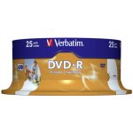 Verbatim DVD-R 4,7GB 16x, AZO, printable, spindle, 25ks (43538) – Zboží Živě