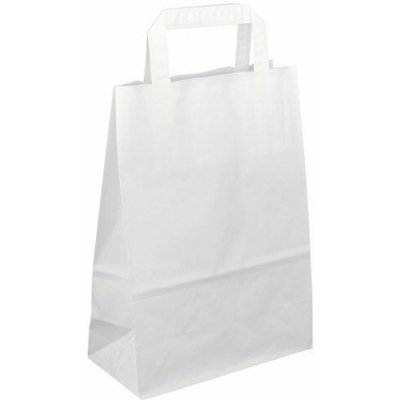 Papírová taška s plochým uchem 28 × 17 × 27 cm, 80 g - bílá – Zboží Živě