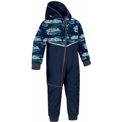 Unuo, Batolecí softshellová kombinéza s fleecem Mini, Tm. Modročerná, Tučňáci – Zboží Dáma