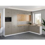 FRONTI Rohová kuchyňská linka WERIA 330x210 cm Kamenný/Dub artisan – Zbozi.Blesk.cz