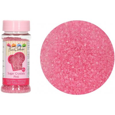 Růžový dekorační cukr krystal - 80 g - FunCakes