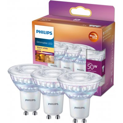 Philips 3x LED halogenová žárovka GU10 PAR16 3.8W = 50W 345 lm 2700 teplá bílá Stmívatelné – Hledejceny.cz