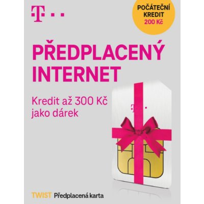 SIM s kreditem T-mobile 200 Kč + 100 Kč Twist Online Internet Množství: 250 ks (41 Kč/kus) – Hledejceny.cz