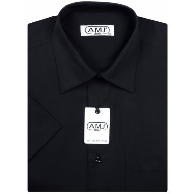AMJ pánská košile jednobarevná krátký rukáv slim fit JKS017 černá