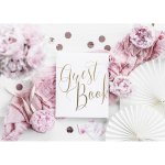 PartyDeco Svatební kniha hostů bílá se zlatým psacím nápisem Guest Book – Zboží Dáma